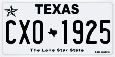 TX license plate CXO1925