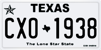 TX license plate CXO1938