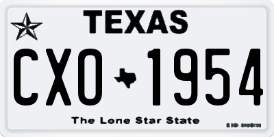 TX license plate CXO1954