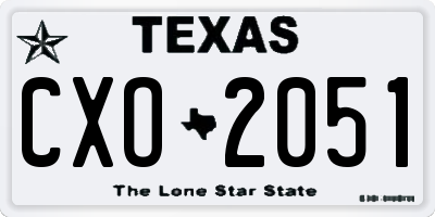 TX license plate CXO2051