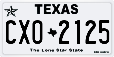 TX license plate CXO2125