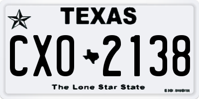 TX license plate CXO2138