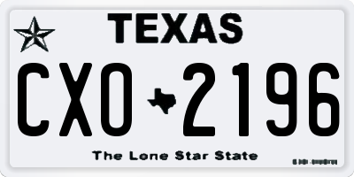 TX license plate CXO2196