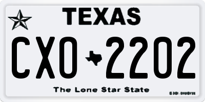 TX license plate CXO2202