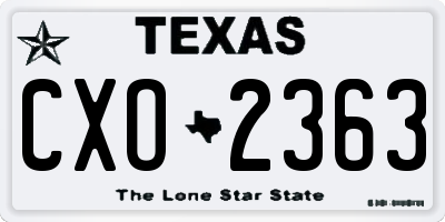 TX license plate CXO2363