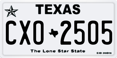 TX license plate CXO2505