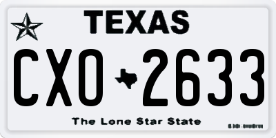 TX license plate CXO2633