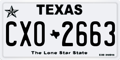TX license plate CXO2663