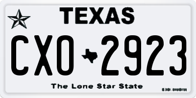 TX license plate CXO2923