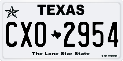 TX license plate CXO2954