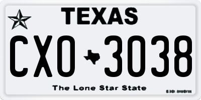 TX license plate CXO3038