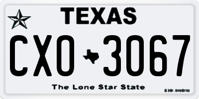TX license plate CXO3067