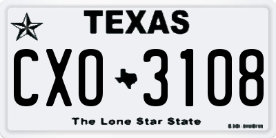 TX license plate CXO3108