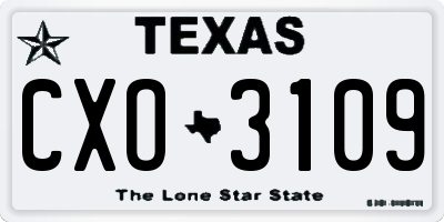 TX license plate CXO3109