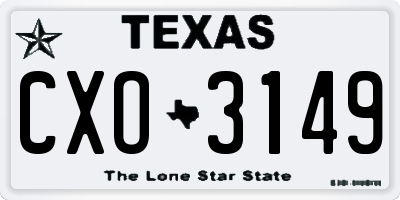TX license plate CXO3149