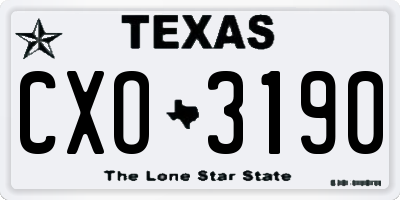 TX license plate CXO3190