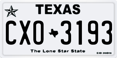 TX license plate CXO3193