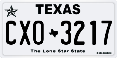 TX license plate CXO3217