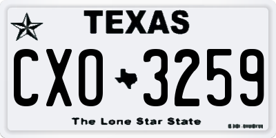 TX license plate CXO3259