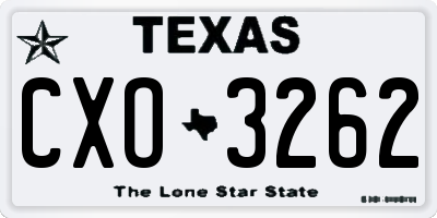 TX license plate CXO3262