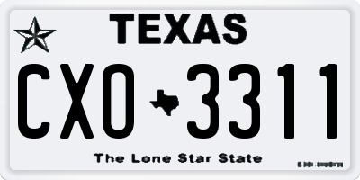 TX license plate CXO3311