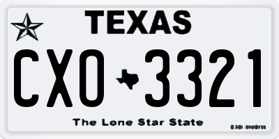 TX license plate CXO3321