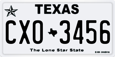 TX license plate CXO3456