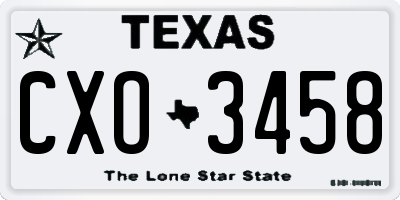 TX license plate CXO3458