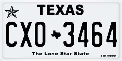 TX license plate CXO3464