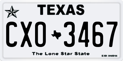 TX license plate CXO3467