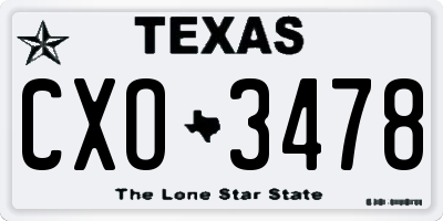 TX license plate CXO3478
