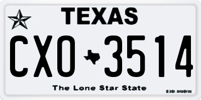 TX license plate CXO3514