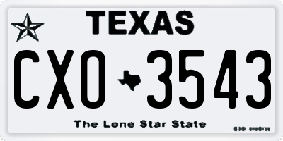 TX license plate CXO3543