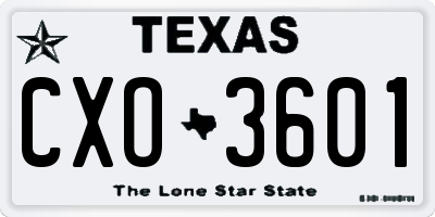 TX license plate CXO3601