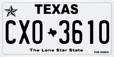 TX license plate CXO3610