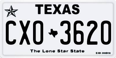 TX license plate CXO3620