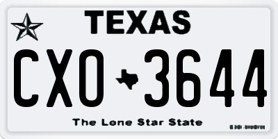 TX license plate CXO3644