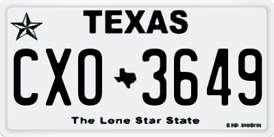 TX license plate CXO3649