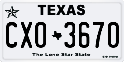 TX license plate CXO3670