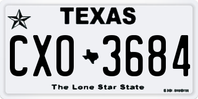 TX license plate CXO3684