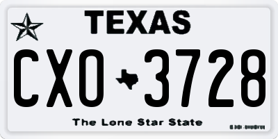 TX license plate CXO3728