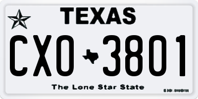 TX license plate CXO3801