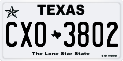 TX license plate CXO3802