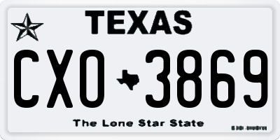 TX license plate CXO3869