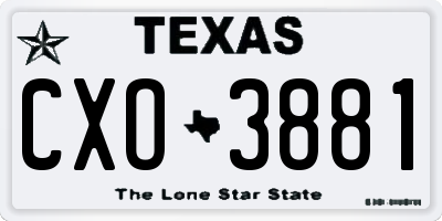 TX license plate CXO3881