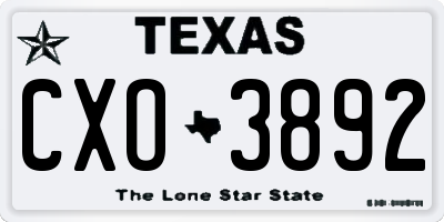 TX license plate CXO3892