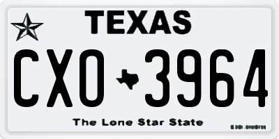 TX license plate CXO3964