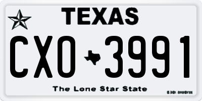 TX license plate CXO3991