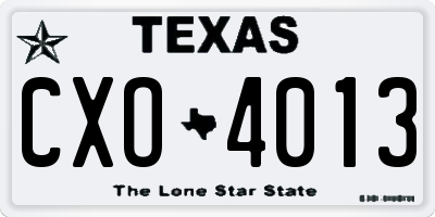 TX license plate CXO4013
