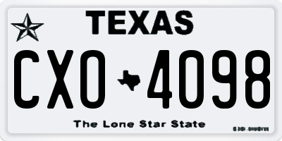 TX license plate CXO4098
